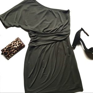 Vince Camuto Olive Green One-Shoulder Dress